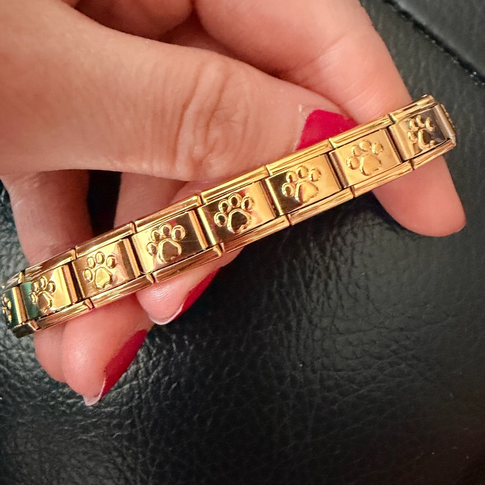 Gold Italian Charm Bracelet – Paw Print Links